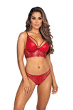 Red Latex & Glitter Thong with Velvet Tulle Lining