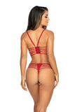 Red Latex & Glitter Thong with Velvet Tulle Lining