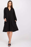 Chic Loose-Fitting Long Sleeve Dress with Side Pockets