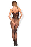 Floral Motif Bodystocking with Seductive Exposed Breasts