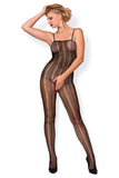 Feminine Slimming Bodystocking with Vertical Pattern