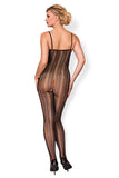 Feminine Slimming Bodystocking with Vertical Pattern