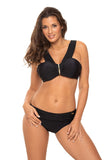 Feminine Two-Piece Bandeau Swimsuit with Decorative Stitching