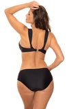 Feminine Two-Piece Bandeau Swimsuit with Decorative Stitching