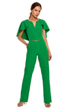 Feminine Cape Pantsuit with Chain Detail for Special Occasions
