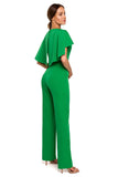 Feminine Cape Pantsuit with Chain Detail for Special Occasions