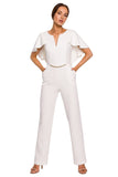 Feminine Cape Pantsuit with Chain Detail for Special Occasions