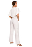 Feminine Cape Pantsuit with Chain Detail for Special Occasions