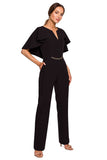 Feminine Cape Pantsuit with Chain Detail for Special Occasions