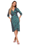 Tropical Geometric Print Belted Dress for Effortless Style