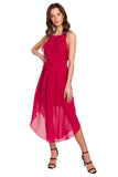 Charming Ruffled Chiffon Dress with Tie Neck Detail