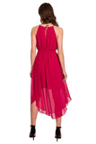 Charming Ruffled Chiffon Dress with Tie Neck Detail