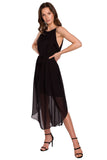 Charming Ruffle Tie Neck Chiffon Dress with Lining