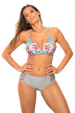 Elegant Two-Piece Swimsuit with Push-Up Bra and Lined Panties