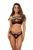 Floral Lace Deep Cut Thong with Gold Accents