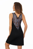 Lace-Trimmed Black Nightie with Blue Floral Accents