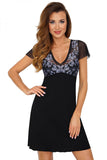 Elegant Black Lace Nightgown with Floral Accents