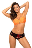 Elegant Two-Piece Swimsuit with Push-Up Bra and Patterned Bottoms