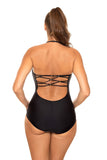 Elegant Italian Fabric One-Piece Swimsuit with Detachable Straps