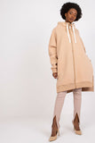 Extended Cut Zipper Sweatshirt with High Collar & Pockets