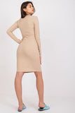 Pencil Cut Long Sleeve Dress with Chain Neckline