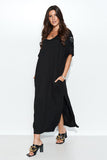Elegant Maxi Dress with Pockets and Slit Detail