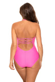 Elegant Italian Fabric One-Piece Swimsuit with Adjustable Straps