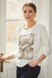 Stylish 3/4 Sleeve Snakeskin Pattern Blouse