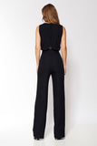 Elegant Feminine Jumpsuit with Button Detail and Straight Legs