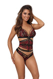 Funky Red and Black Thong with Gold Ring Accent