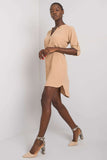 Summer Straight Cut Dress with Rolled Sleeves and Belt