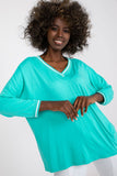 Elegant V-Neck Blouse with 3/4 Sleeves for Everyday Wear