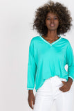 Elegant V-Neck Blouse with 3/4 Sleeves for Everyday Wear