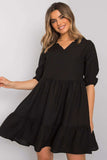 Loose Cut 3/4 Sleeve Dress with Wide Frill Bottom