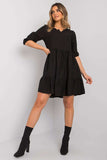 Loose Cut 3/4 Sleeve Dress with Wide Frill Bottom