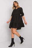 Loose Cut 3/4 Sleeve Dress with Wide Frill Bottom