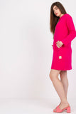 Fuchsia Long Sleeve Cotton Dress with Slip Pockets