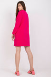 Fuchsia Long Sleeve Cotton Dress with Slip Pockets