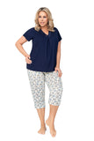 Floral Pajama Set with Lace Trim and Comfortable Blouse