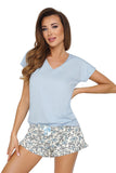 Lovely Pastel Women's Pajamas with Floral Shorts