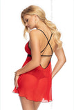Seductive Lace & Chiffon Chemise Set with Thong