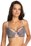 Elegant Semi-Padded Bra with Lace and Mesh Detailing