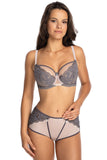 Elegant Semi-Padded Bra with Lace and Mesh Detailing
