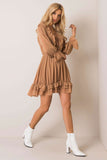 Flared Long Sleeve Dress with Frills and Lace Details