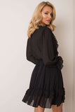 Flared Long Sleeve Dress with Frills and Lace Details