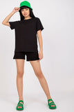 Blouse and Shorts Set with Front Inscription and Pockets