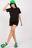 Blouse and Shorts Set with Front Inscription and Pockets