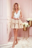 Two-Tone Lace Neckline Dress with Foam Skirt