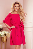 Raspberry Butterfly Dress with Belt - Polish Made Fashion