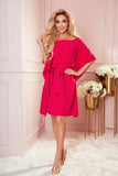 Raspberry Butterfly Dress with Belt - Polish Made Fashion